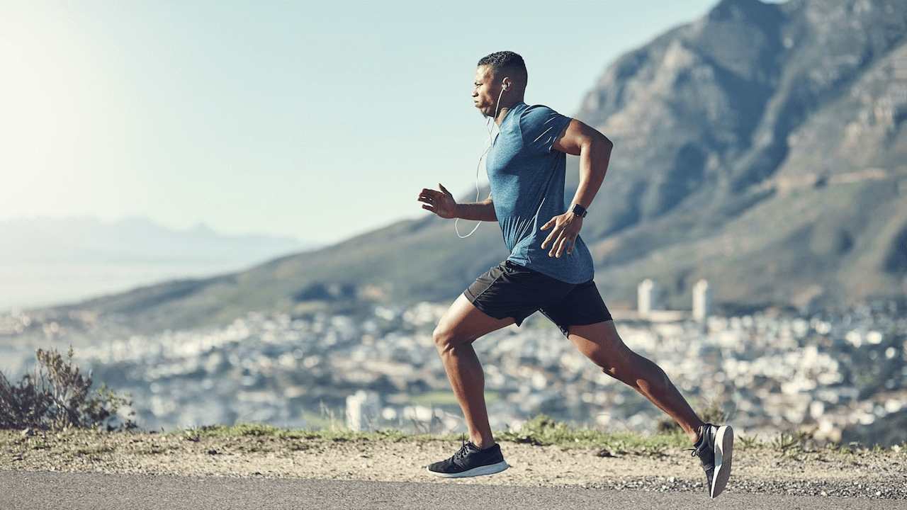 Person running desperately